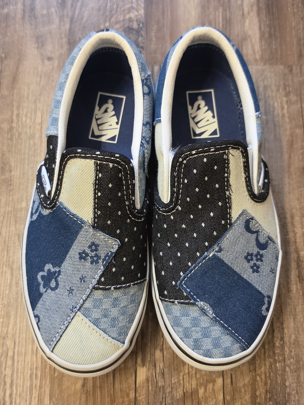 NWT Vans Classic Slip-On "Boro" Denim Patchwork Sneakers Kid Size 2 – Retired